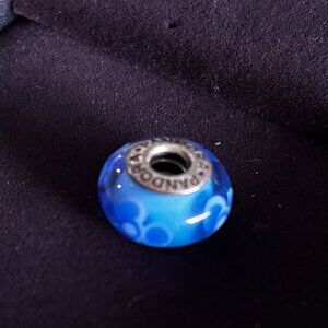 Authentic Pandora Blue Murano Glass Bead - Flowers